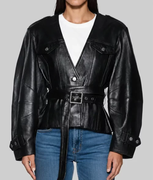 American Idol Alicia Keys Oversized Black Leather Jacket | TLC