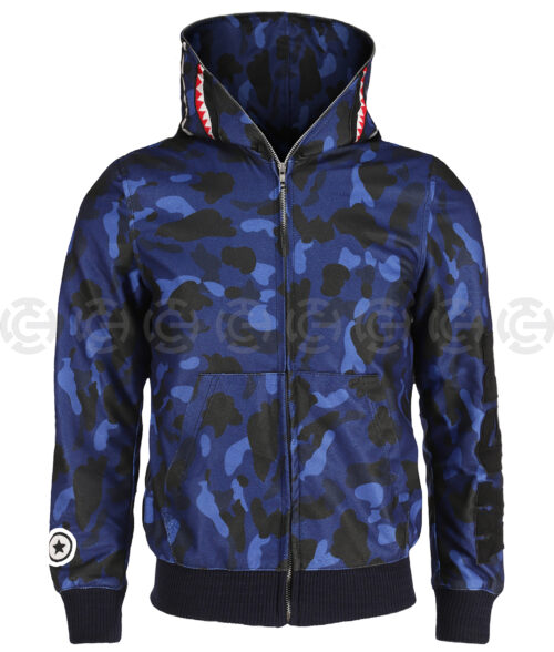 Camo Bape Blue Hoodie - Front