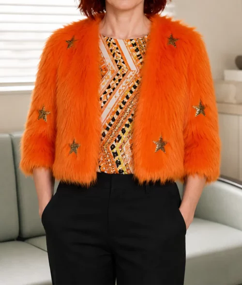 Elsbeth S03 Carrie Preston Orange Fur Jacket - Front