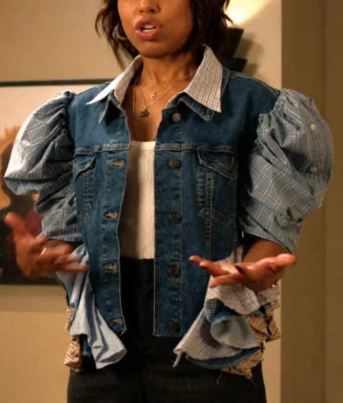 Imperfect Women S01 Kerry Washington Ruffled Sleeves Denim Jacket - Front
