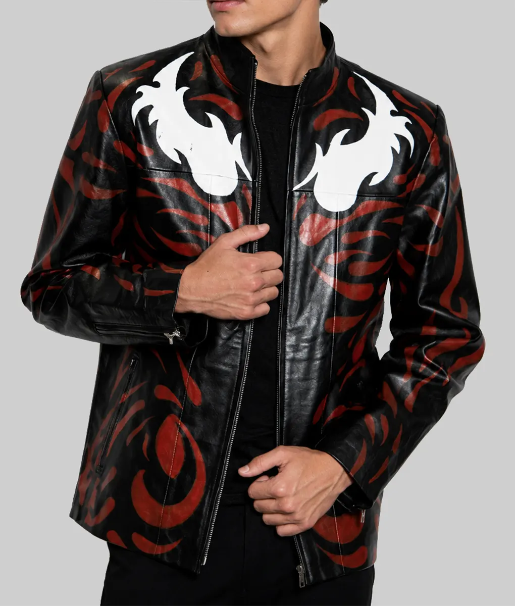 Mens Maximum Carnage Leather Jacket - Front