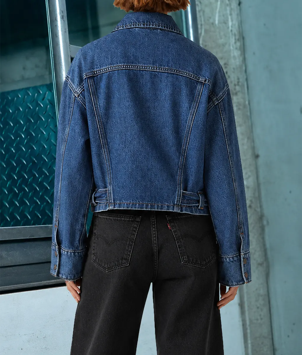 Off Campus Ella Bright Denim Jacket - Back View