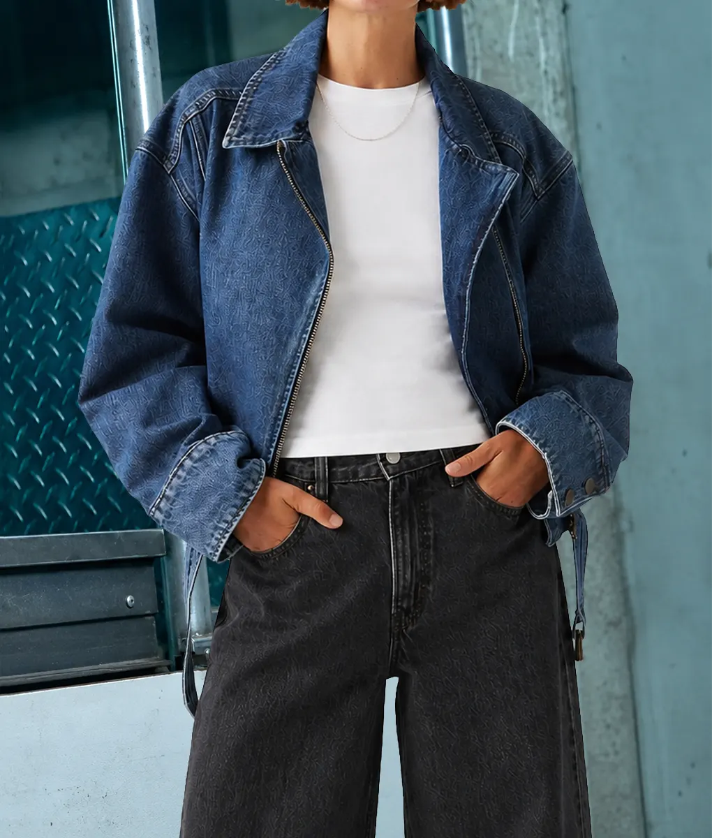 Off Campus Ella Bright Denim Jacket - Front 2