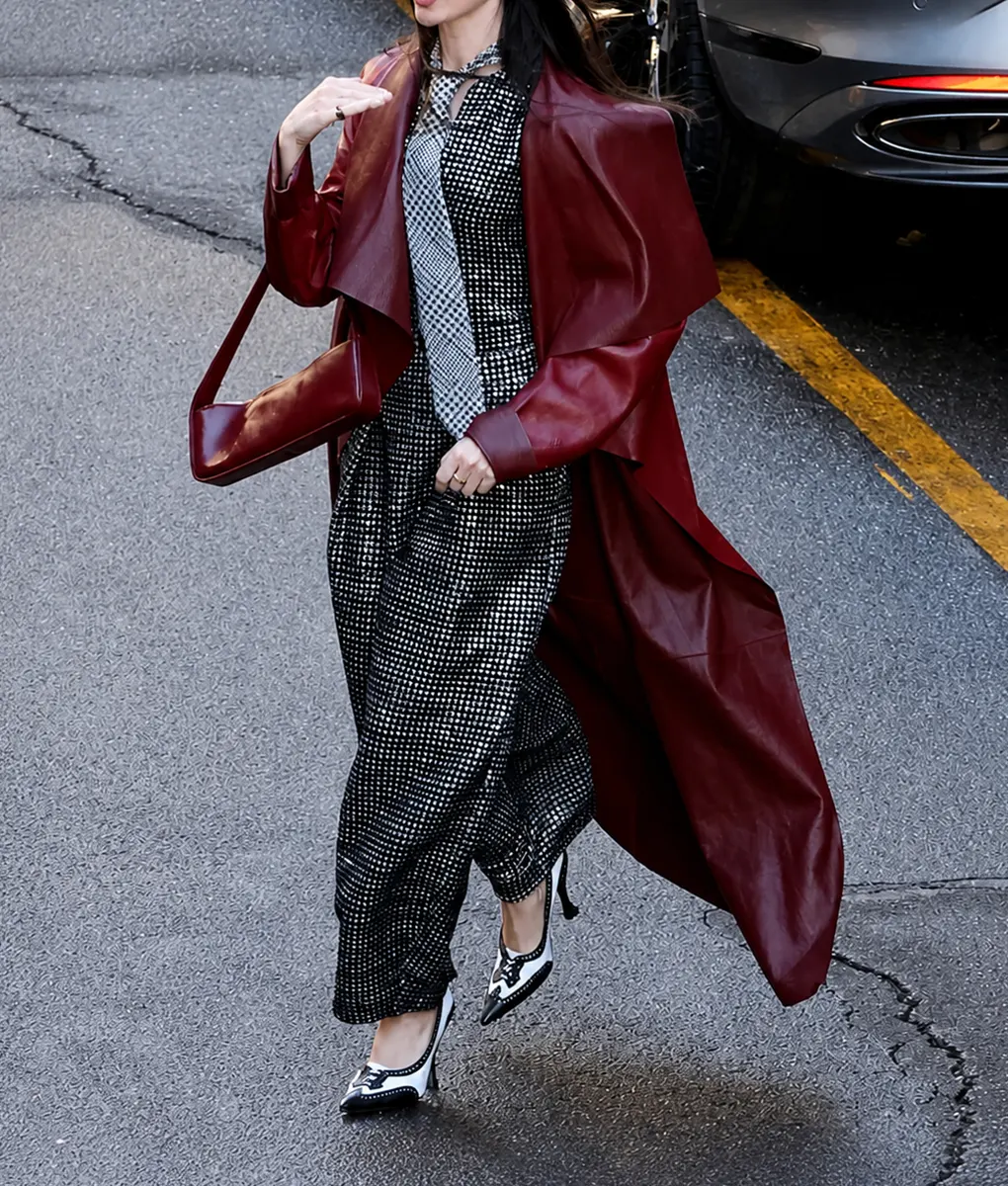 The Devil Wears Prada 2 Anne Hathaway Leather Coat - Front