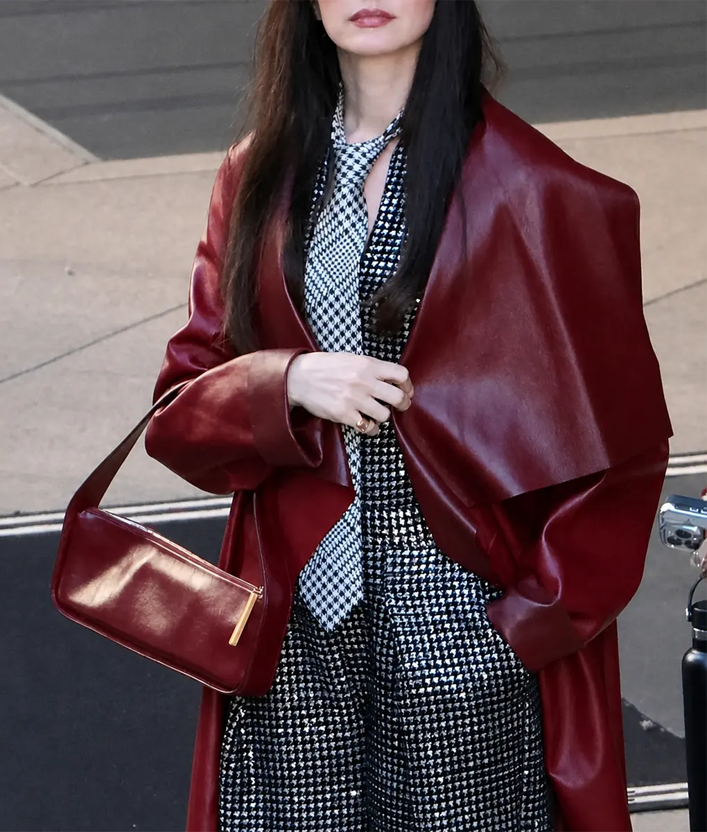 The Devil Wears Prada 2 Anne Hathaway Leather Coat - Zoom