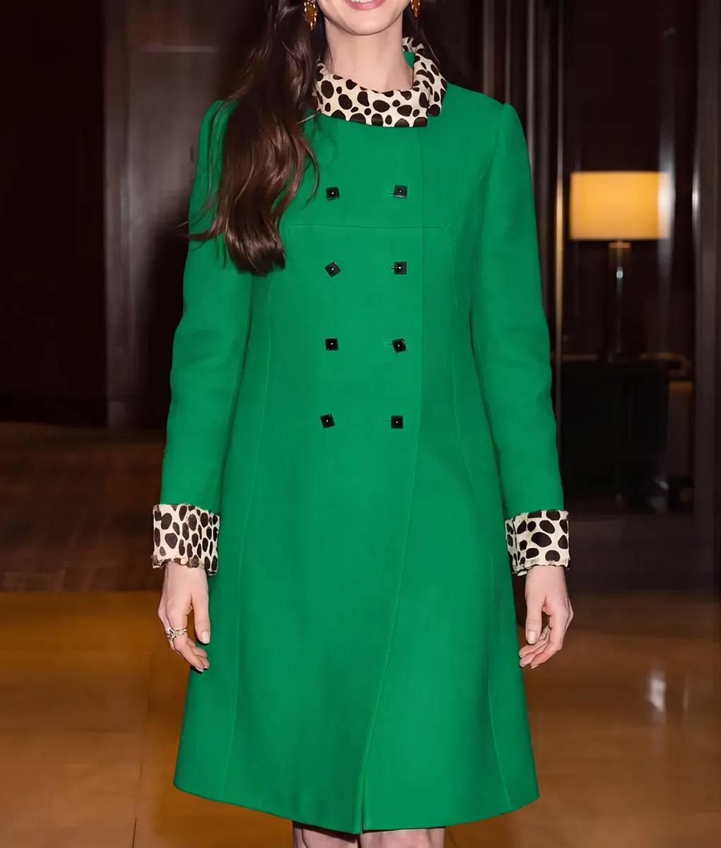 The Devil Wears Prada Anne Hathaway Green Coat - Front View