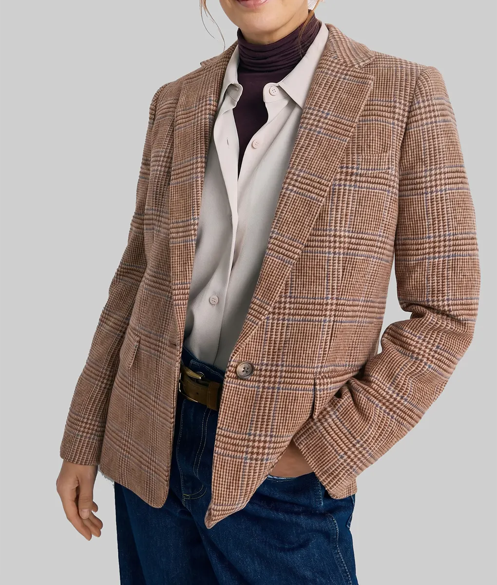 Dutton Ranch Kelly Reilly Checkered Blazer - Front