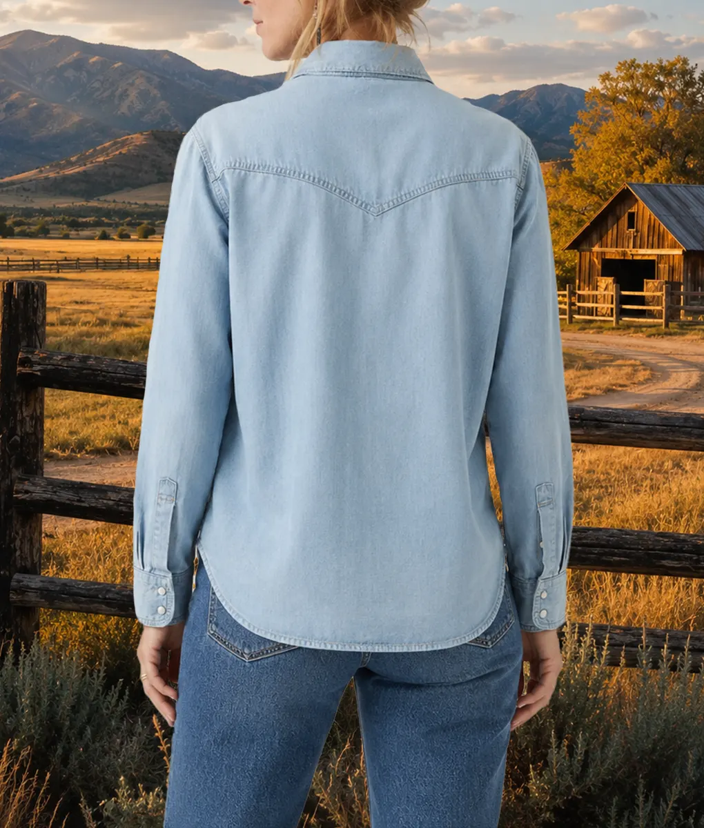 Dutton Ranch Kelly Reilly Denim Shirt - Back View