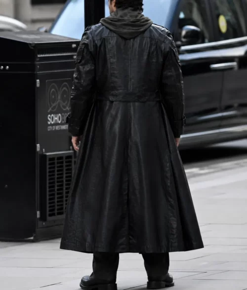 Highlander Henry Cavill Black Leather Trench Coat - Back View