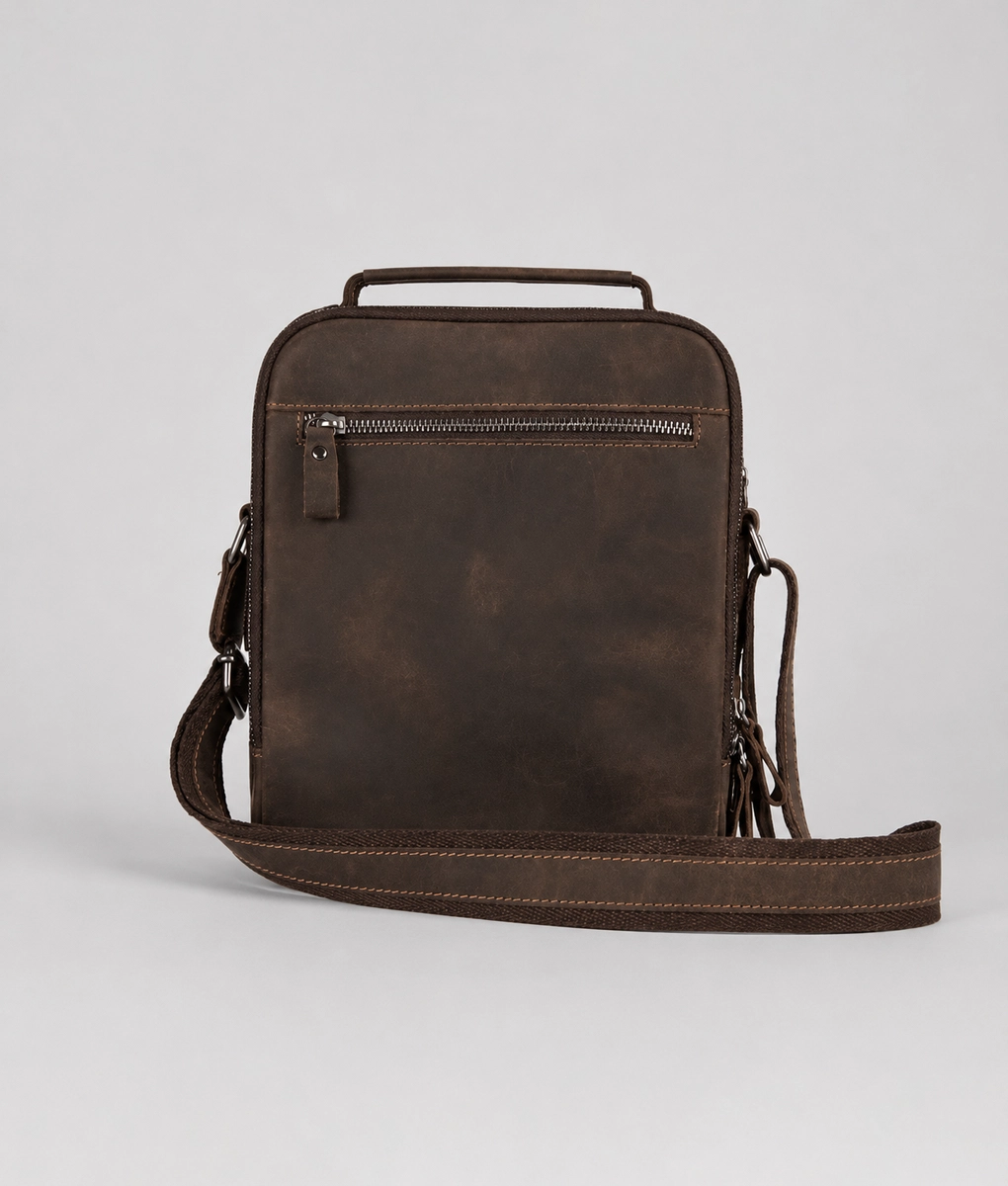 Men’s Brown Leather Crossbody Travel Bag (3)