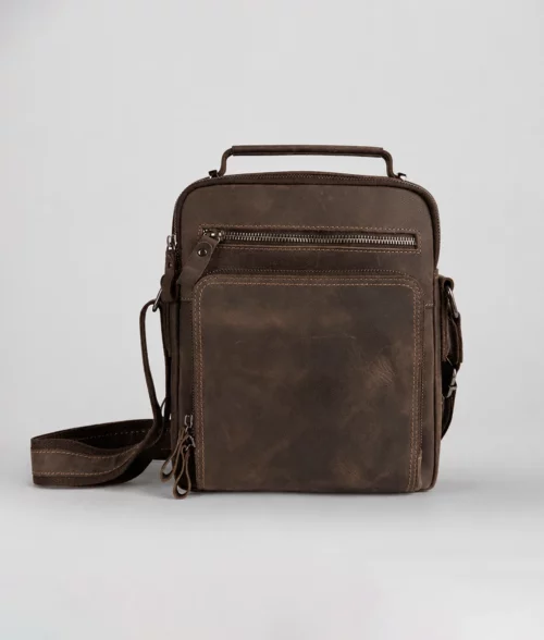 Men’s Brown Leather Crossbody Travel Bag