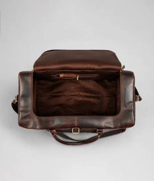 Men's Premium Dark Brown Leather Travel Duffel Bag (2)