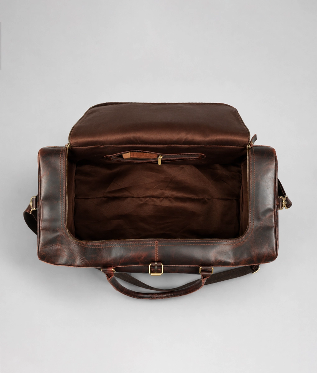 Men's Premium Dark Brown Leather Travel Duffel Bag (2)