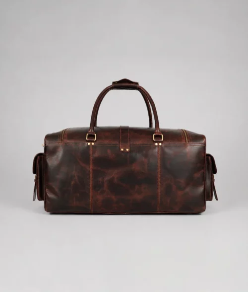 Men's Premium Dark Brown Leather Travel Duffel Bag (3)