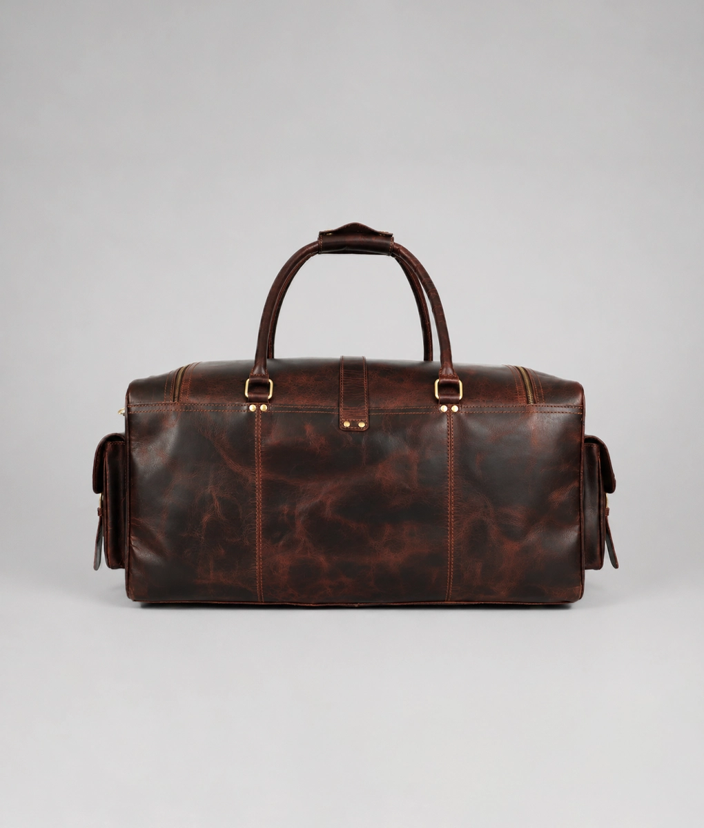 Men's Premium Dark Brown Leather Travel Duffel Bag (3)
