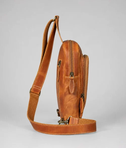 Men’s Tan Brown Leather Sling Bag (1)