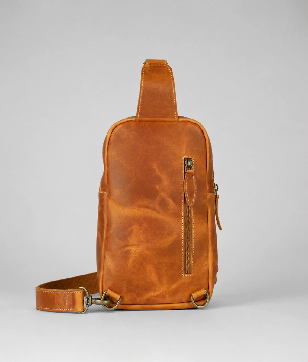 Men’s Tan Brown Leather Sling Bag (2)