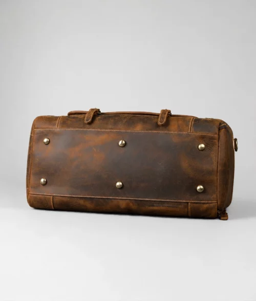Men's Vintage Brown Leather Overnight Duffle Bag (3)