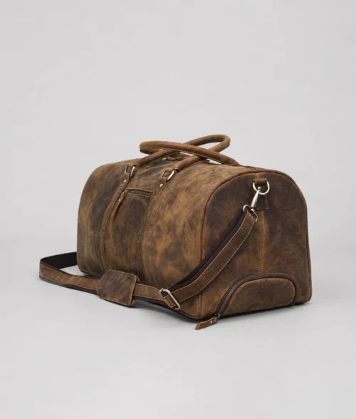 Men's Vintage Brown Leather Rolling Duffel Bag (2)