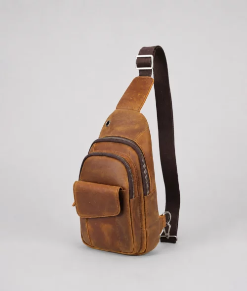 Men's Vintage Brown Leather Sling Bag (2)