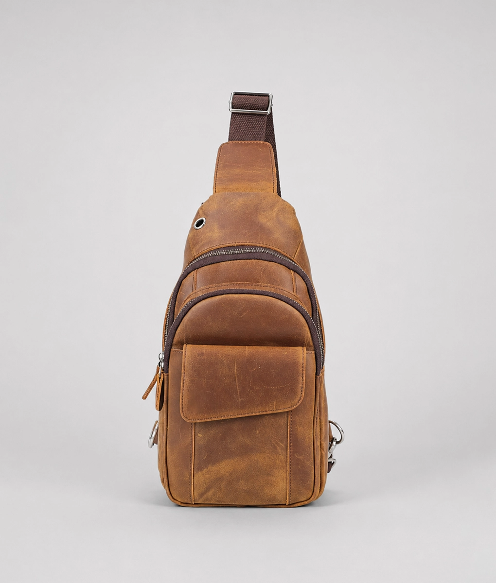 Men's Vintage Brown Leather Sling Bag