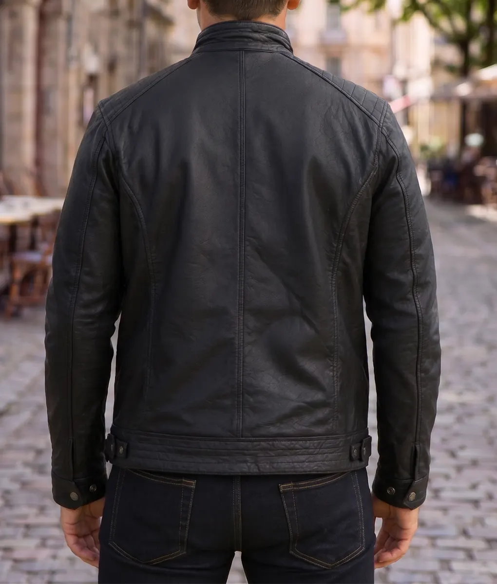 The Bourne Legacy Jeremy Renner Black Leather Jacket - Back