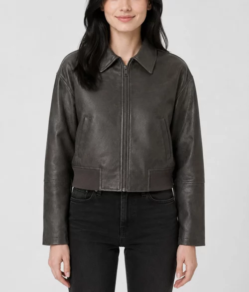 Womens Premium Vintage Leather Jacket - Front
