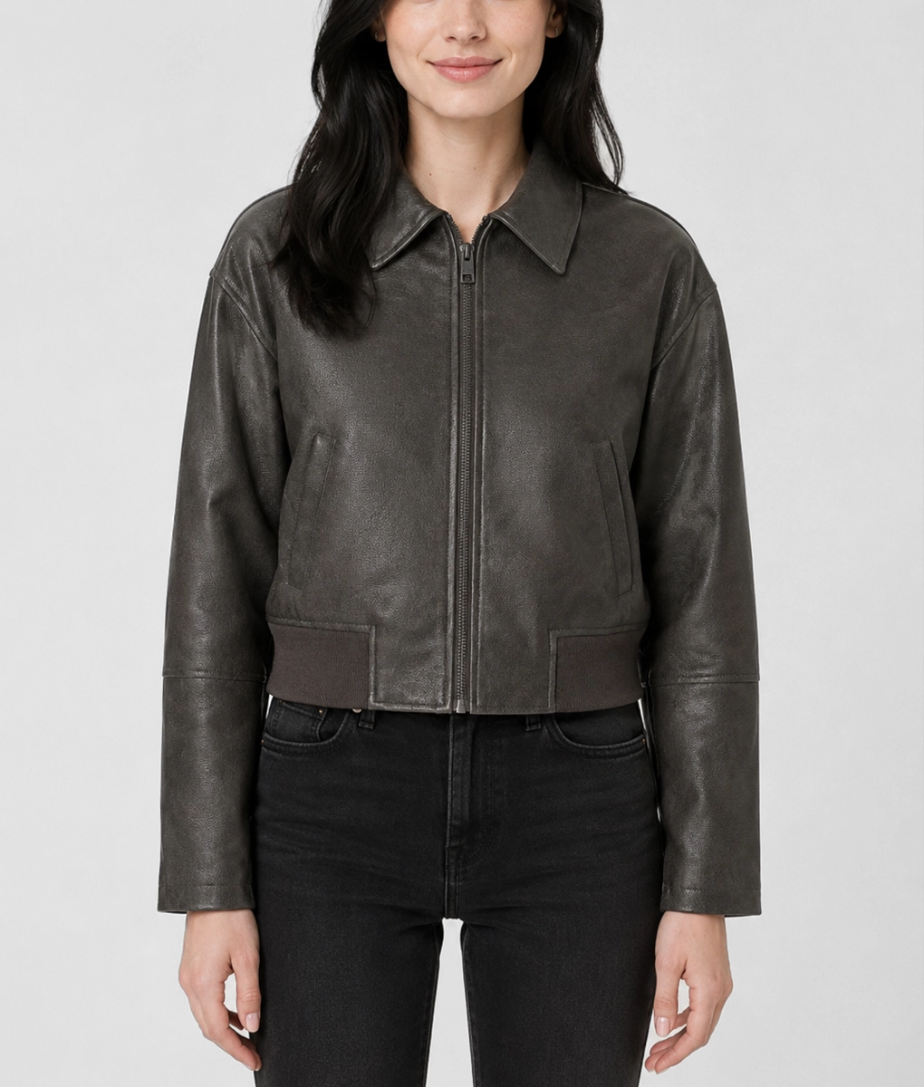 Womens Premium Vintage Leather Jacket - Front