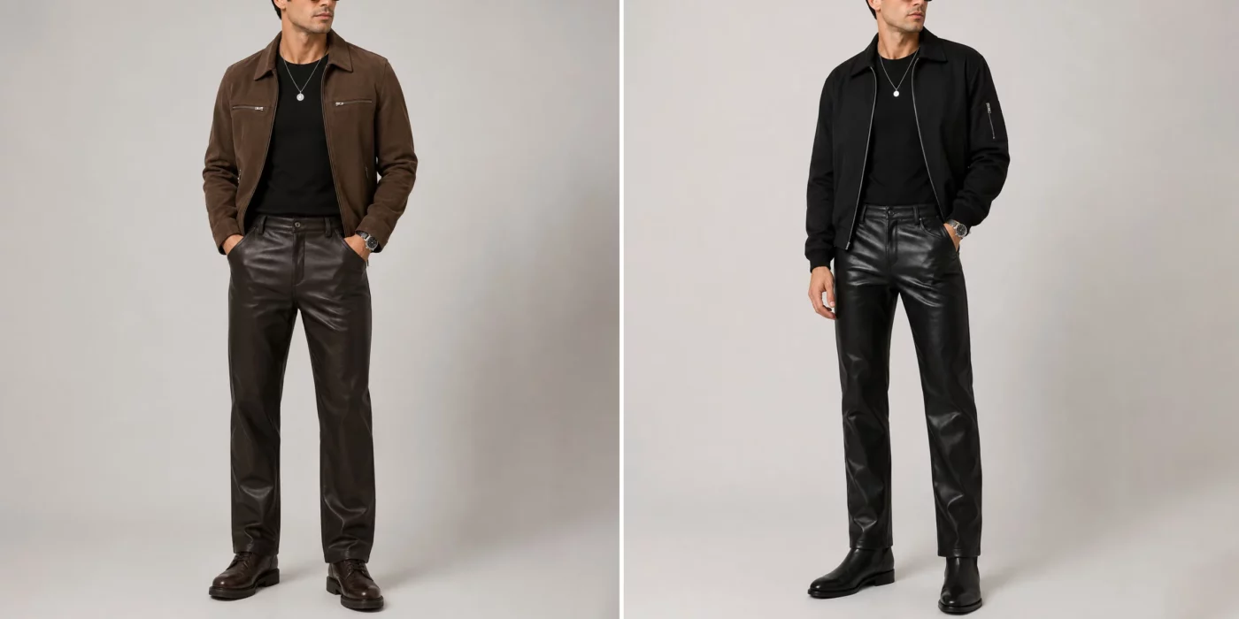 men's leather pants outfit