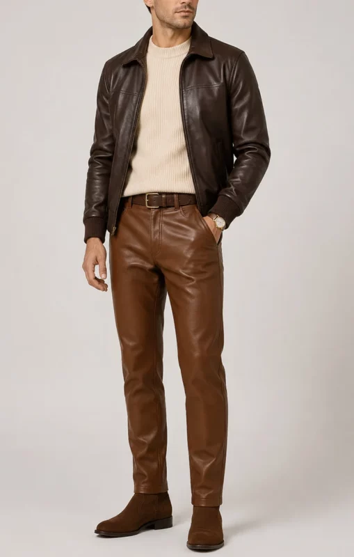 men's leather pants outfit