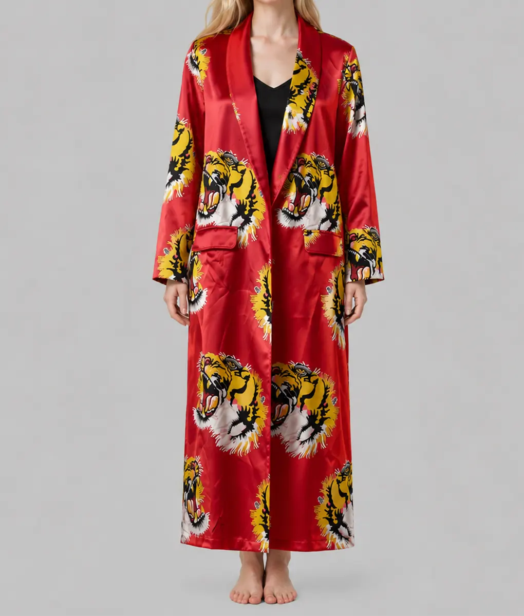 Margos Got Money Troubles Elle Fanning Tiger Printed Robe - Front