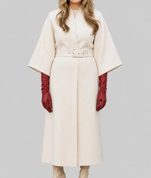 Melania Off White Wool Coat - Front