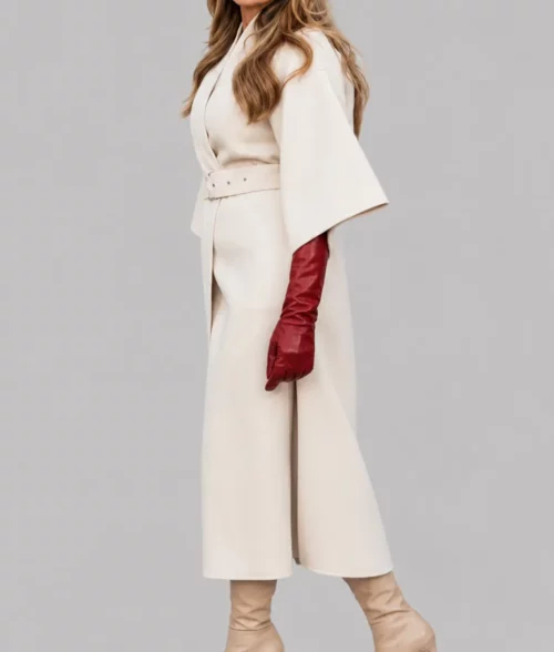 Melania Off White Wool Coat - Side