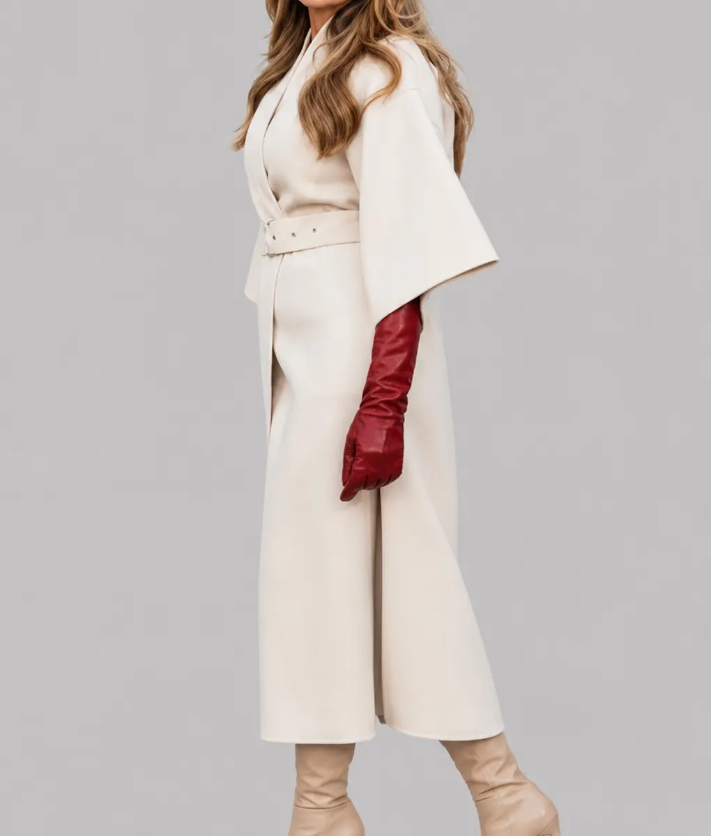 Melania Off White Wool Coat - Side