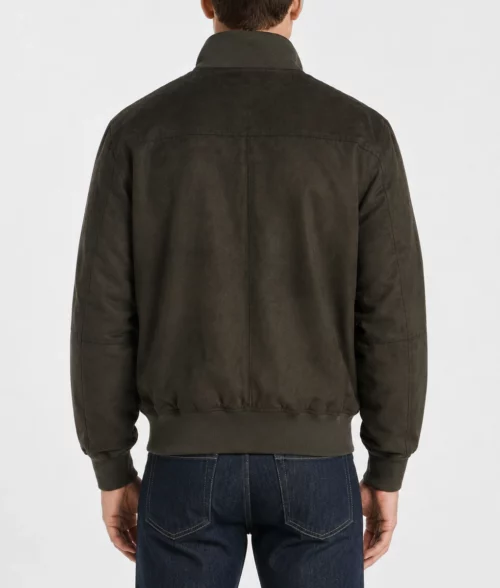 Mens Lightweight Olive Suede Jacket - Back