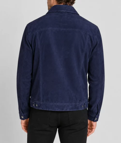 Alternative view of Mens Premium Navy Blue Suede Leather Jacket