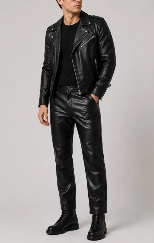 men's leather pants outfit