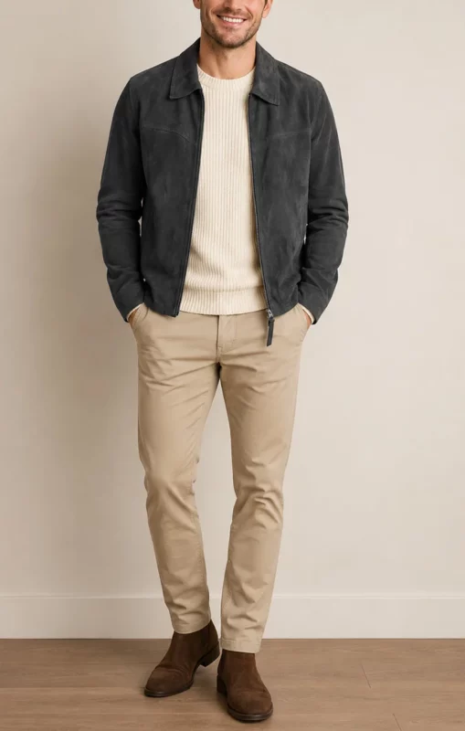 how to style suede jacket men