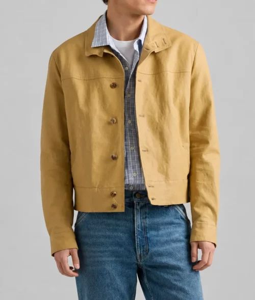 Tom Holland Beige Nappa Leather Jacket - Front