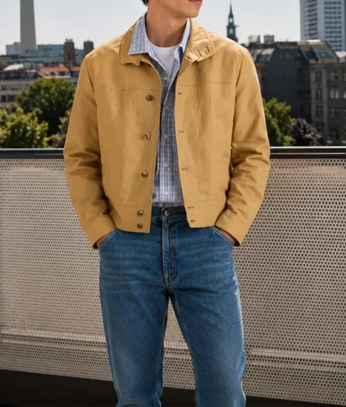 Tom Holland Beige Nappa Leather Jacket - Front View