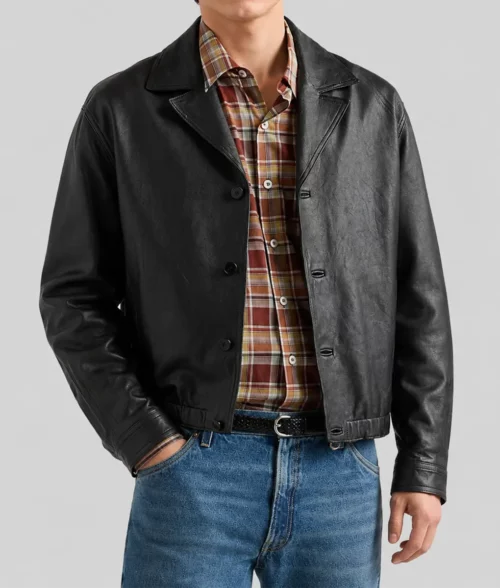 Tom Holland Black Nappa Leather Jacket - Front