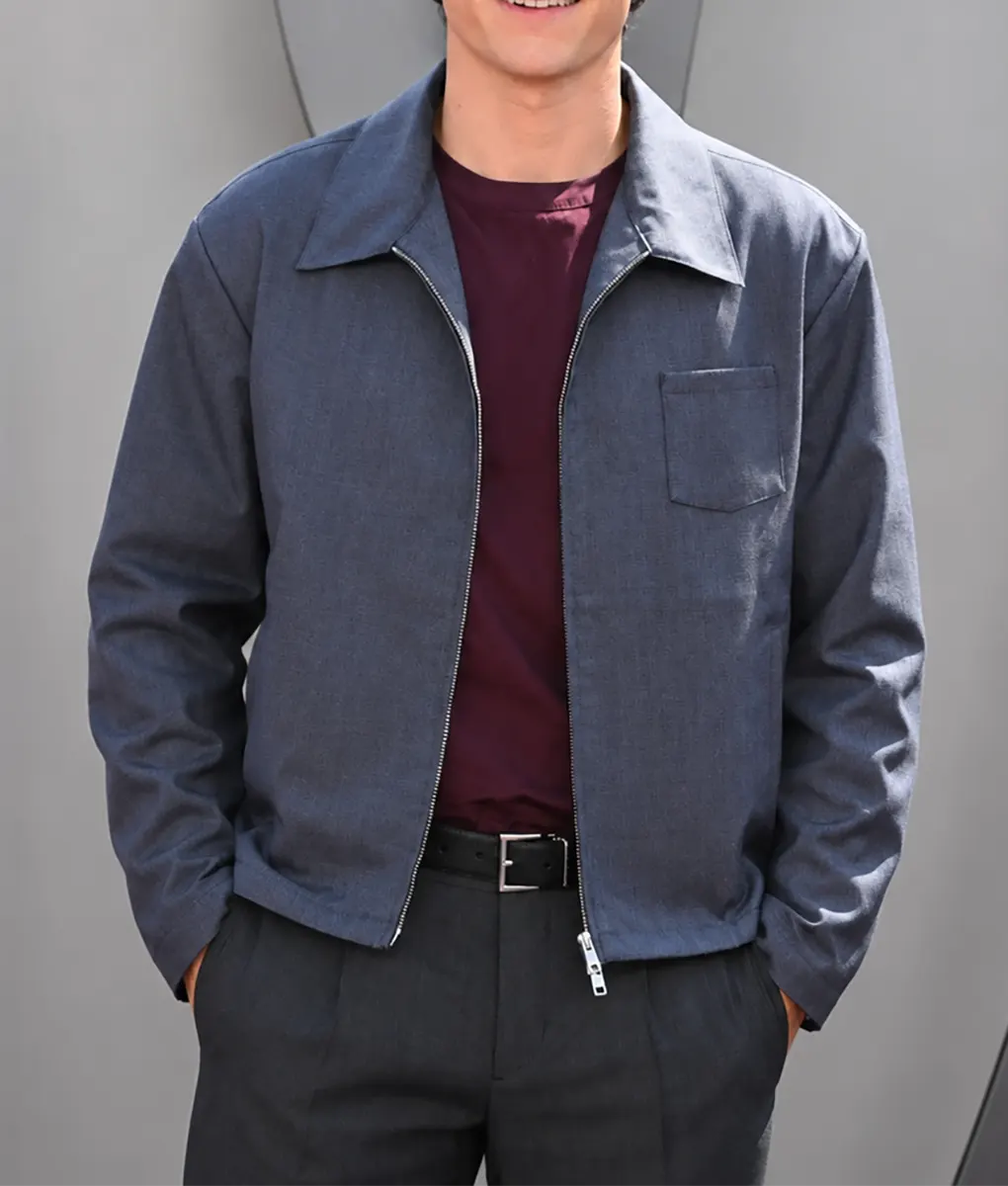 Tom Holland Grey Cotton Jacket - Front