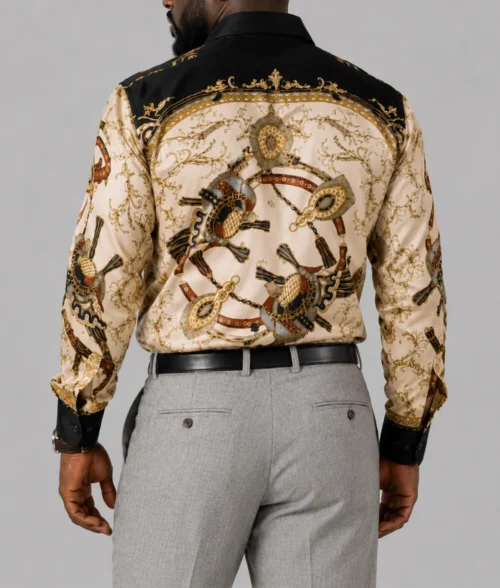 72 Hours Kevin Printed Satin Shirt - Back