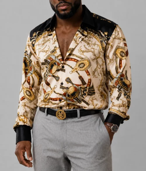 72 Hours Kevin Printed Satin Shirt - Front