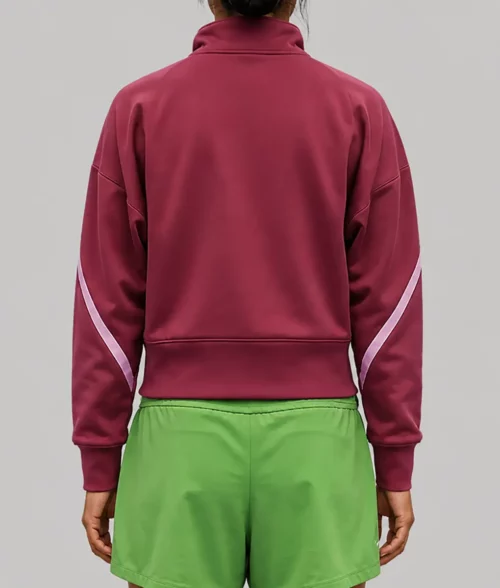Alexandra Eala Burgundy Short Jacket - Back View