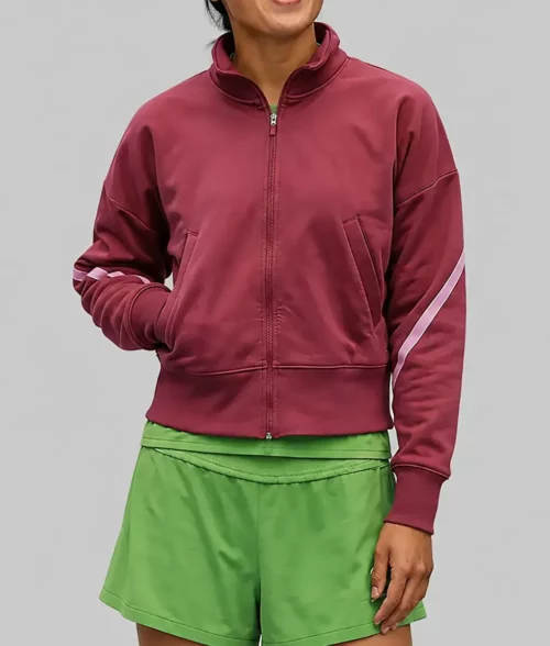 Alexandra Eala Burgundy Short Jacket - Front View