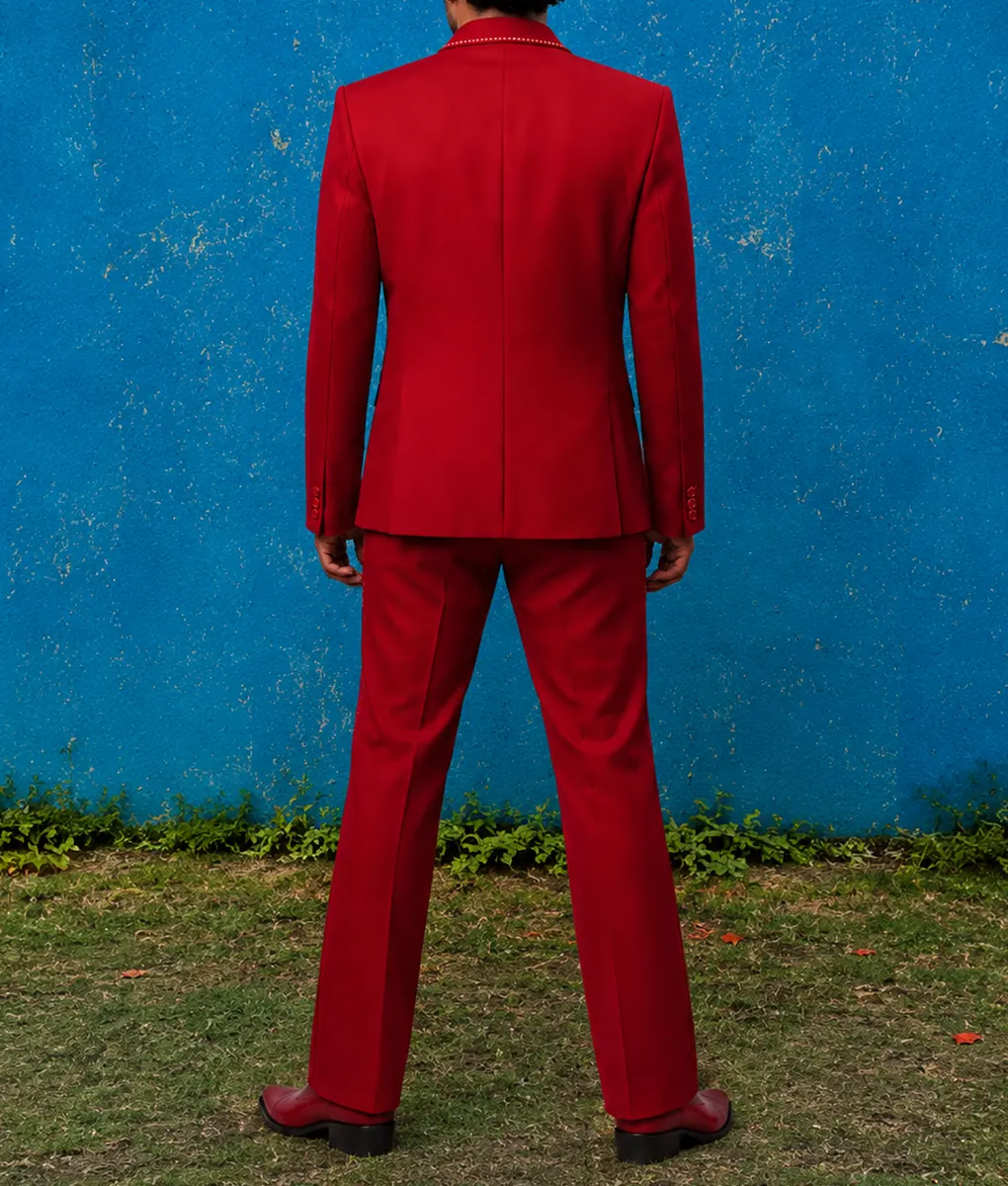Bruno Risk It All Western Style Red Suit - Back View