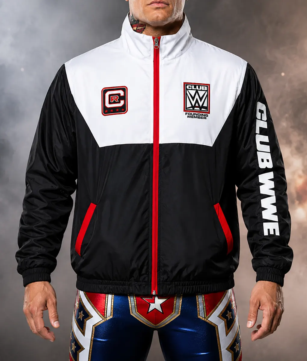 Cody Rhodes 2026 Black & White Track Jacket - Front View