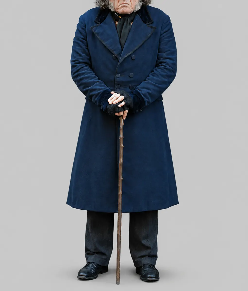 Ebenezer Johnny Depp Blue Wool Coat - Front View (1)