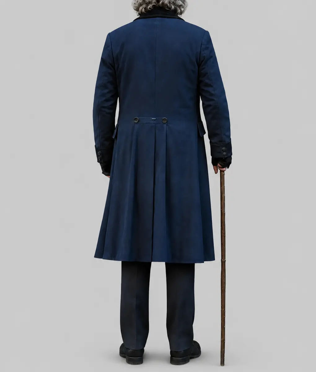 Ebenezer Johnny Depp Blue Wool Coat - Front View (2)